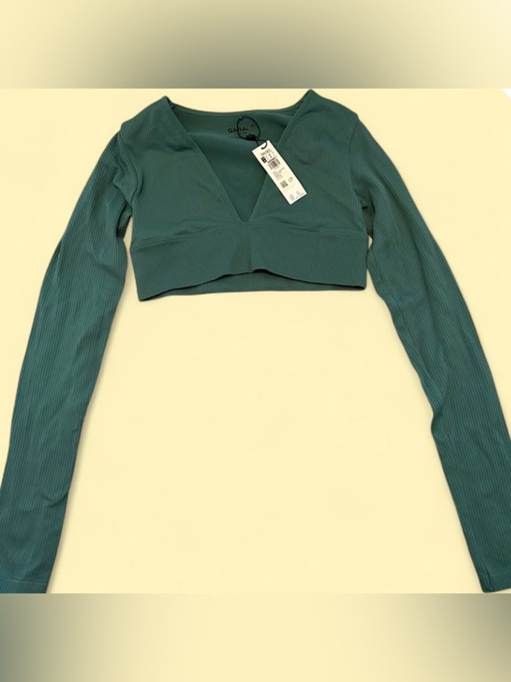 Garage Seamless Deep Plunge Crop Top | Teal Green | XS | NWT
